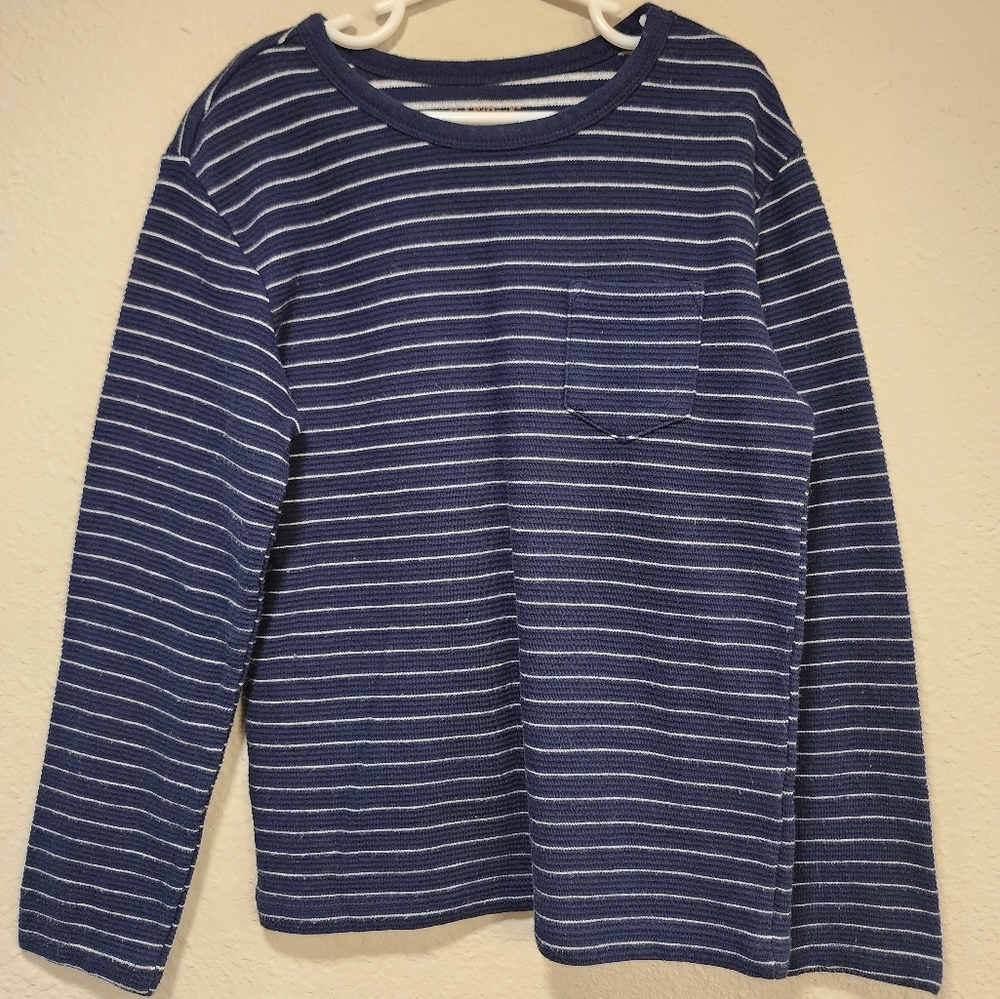 Cat & Jack Boys Striped Blue Long Sleeve Shirt Size Small (6-7)